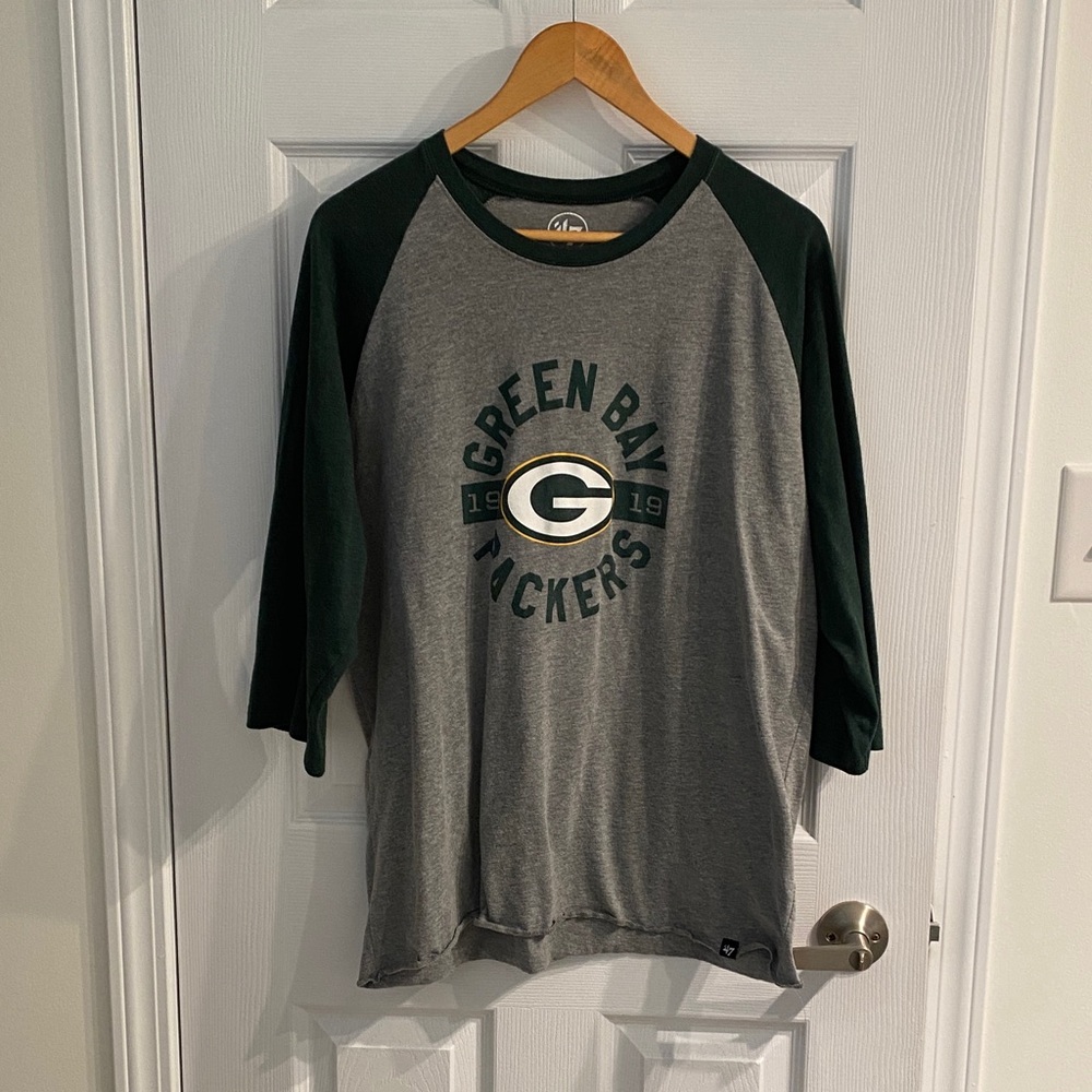 47 Green Bay Packers Gray and Green Long Sleeve Tee